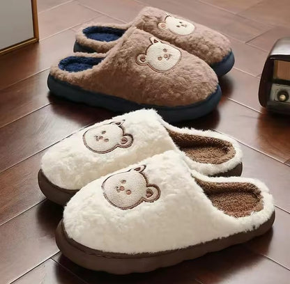 Arone Fuzzy Fluffy Plush Cute Bear Slippers